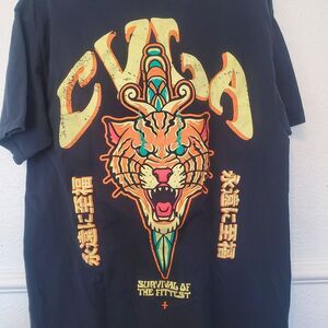 Vintage CVLA Tiger T-shirt Mens Size M Cotton Black Survival of the Fittest